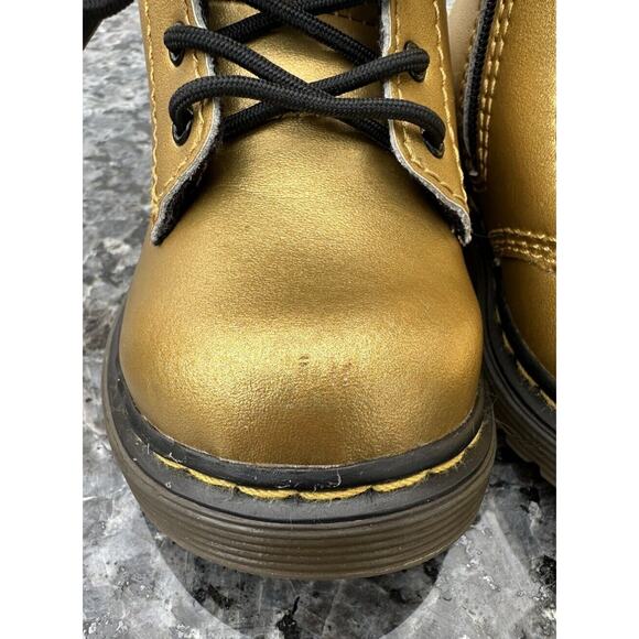 Dr Martens Toddler Girls Size 4 Brooklee B Gold Patent Lace Up Side Zip Boots - Picture 5 of 10